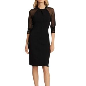Reiss Tula Sheer Sleeve Twist Neck Bodycon Dress